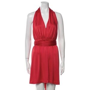 Halston Heritage Dress Red Sleeveless with V-Neck M